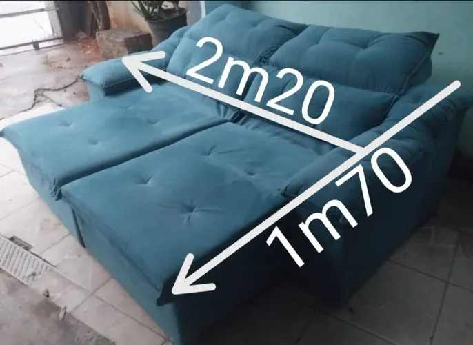 Sofá alto padrão retrátil e reclinavel em tecido suede aveludado cor azul marinho top
