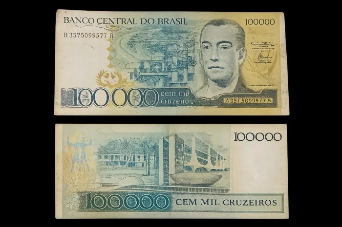 Nota de 100.000 cruzados banco central do Brasil