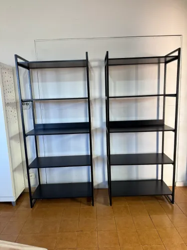 2 Estantes Multiuso 5 Prateleiras 187cmx80cm Industrial Kuadra Compace Preto Onix