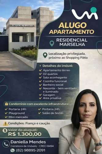Apartamento para locação no RESIDENCIAL MARSELHA, ANTARES, Maceió, AL