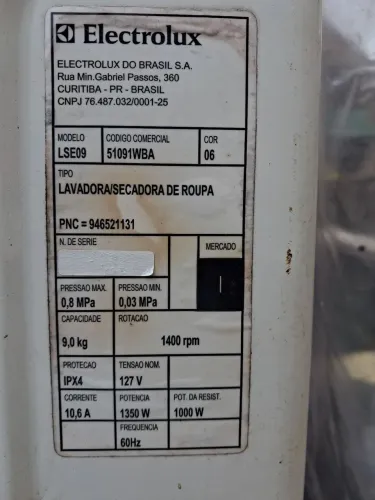 Vendo peças das  lavadoras Eletrolux lava e seca LSE09 e LSE 011. TODAS AS PEÇAS 