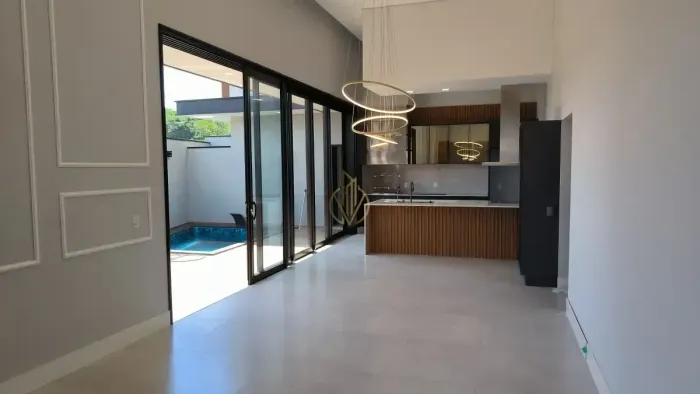 Casa nova para locação com 3 suítes e piscina no Condomínio Santa Mônica I, Mogi Guaçu