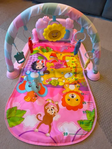 Tapete De Atividades Musical Bebê Piano Interativo Ginásio Cor Rosa