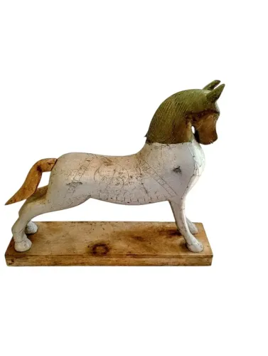 Cavalo de madeira laminada indiano vintage/Folk 53x46 cm