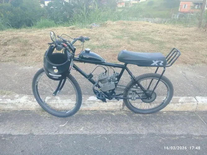 Bicicleta Motorizada MTB com Banco de Mobilete (Montada)