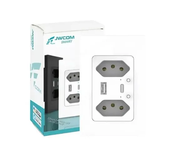 Tomada Dupla Inteligente Smart Wifi Bivolt C/ Usb C Alexa Cor Branco