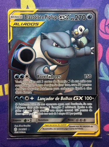 Carta Blastoise e Piplup GX Aliados MP Pokemon TCG