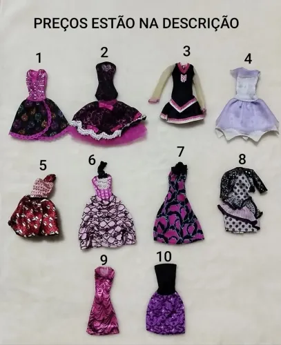 Roupas para bonecas Monster High variadas.( LEIA A DESCRIÇÃO)