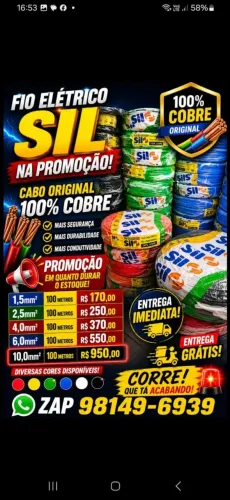 Fio elétrico Sil diversas bitalas produto a pronta entrega