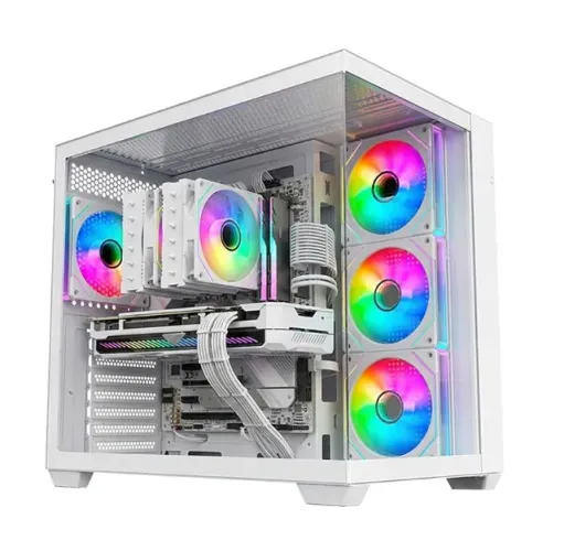 Gabinete Gamer Aquário K-Mex Ghost Shark Branco