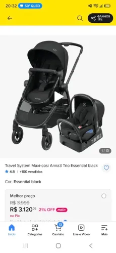 carrinho de bebê com bebê conforto base completo Maxi cosi