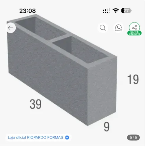 Fôrma para fabricação de bloco de concreto 9cm