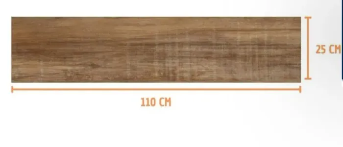 Piso Kiri Retificado Acetinado Marrom 25x110cm