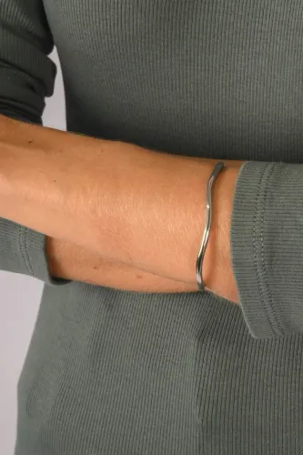 Bracelete ondulado em ródio