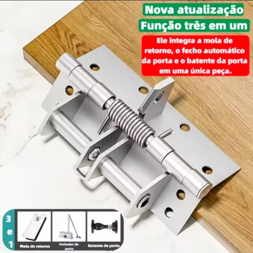 Dobradiça para porta com molas e trava