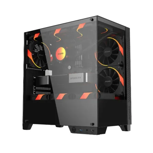 Gabinete Gamer Pcyes Forcefield Twr Black Vulcan