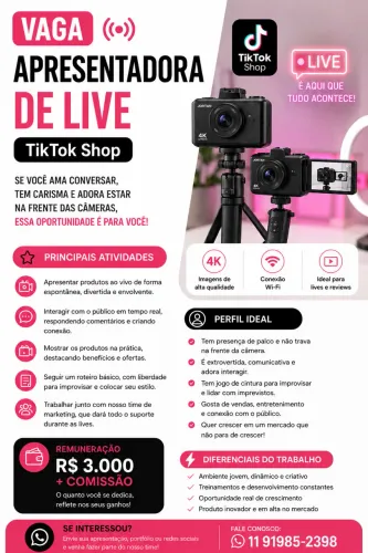Apresentadora de Lives Tiktok Shop