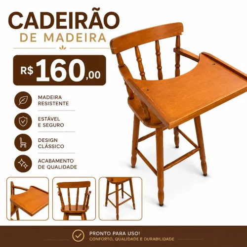 Cadeirão de madeira 