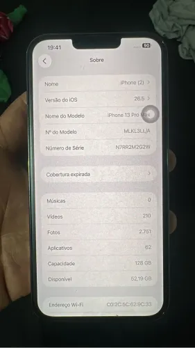 iPhone 13 Pro Max 126 gigas bateria 82%