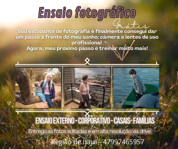 Ensaio fotográfico grátis