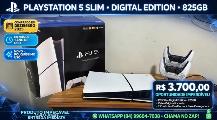 *PS5 SLIM 825GB - SEMINOVO - R$ 3.700,00*