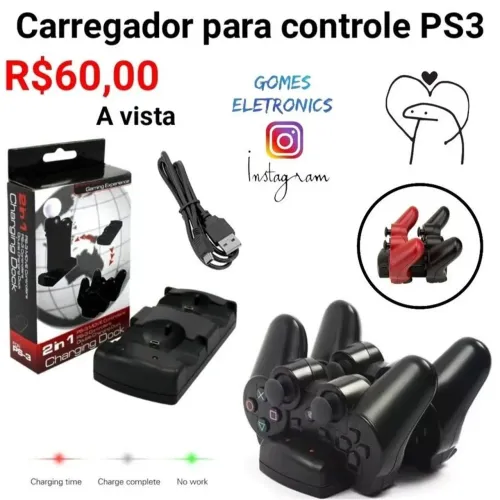 Carregador para controle de Ps3 Base para carregamento Playstation 3 (Loja Fisica)