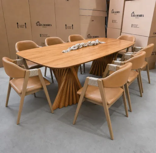 MESA DE JANTAR 2.20x1.10 COM 8 Cadeiras Poltronas