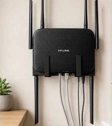Suporte Preto Adesivo De Parede Para Roteador Universal Ajustável Organizador