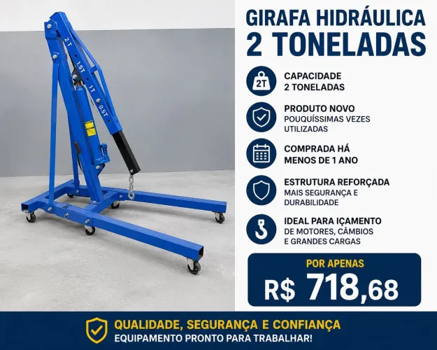 GUINCHO HIDRÁULICO TIPO GIRAFA - 2 TONELADAS | SEMINOVO