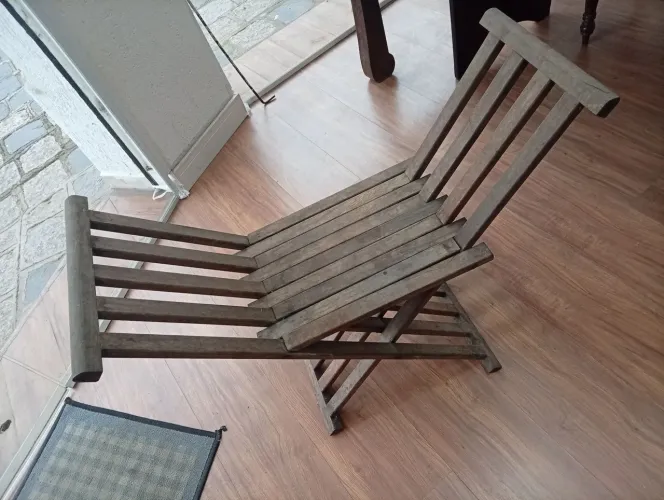 Banqueta de imbuia antiga dobrável