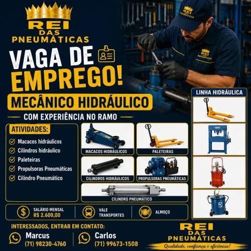 VAGA DE EMPREGO - MECÂNICO HIDRÁULICO