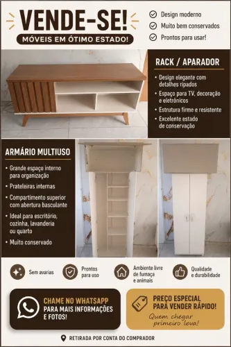 Vende se rack e armários!! Juntos ou separados