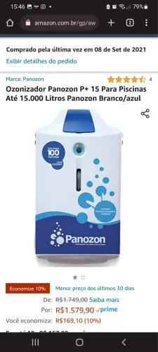 Ozonizador Panozon P+ 15 Para Piscinas Até 15.000 Litros Panozon Branco/azul