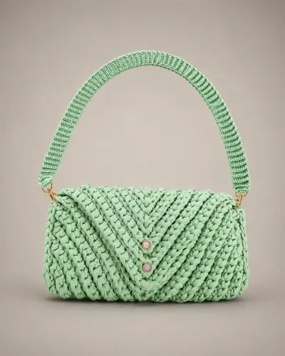 Bolsa de crochê verde