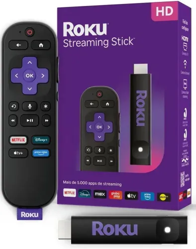 Roku Streaming Stick 2025 Para Tv Hd/fhd Controle Por Voz Preto De Voz 3ª geração 3840BR
