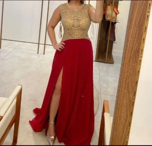 Vestido longo bordado