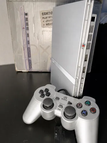 ? PlayStation 2 Slim Satin Silver Raro na Caixa - Item de Coleção ?