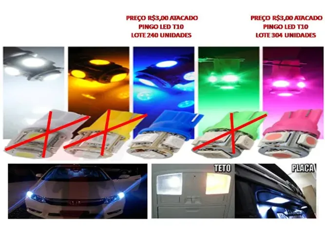 Lâmpadas Pingo Led Azul e Rosa - Preços de Atacado