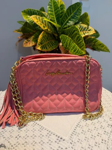 Bolsa Luiza Barcelos Pequena Matelassê Rosa Alça Corrente Tassel - Original