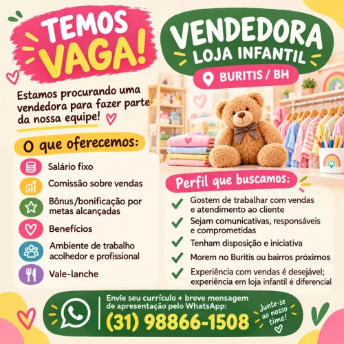 Vaga para vendedora