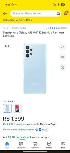 Vendo celular Samsung a13 semi novo 