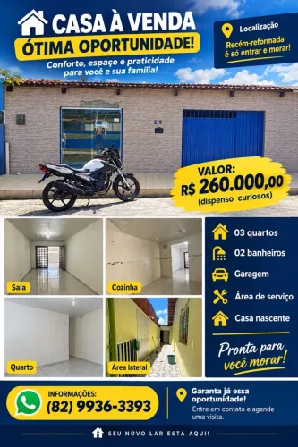 CASA A VENDA 240,000,00 QUITADA