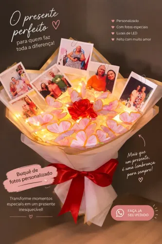 Buquê de borboletas personalizado com led