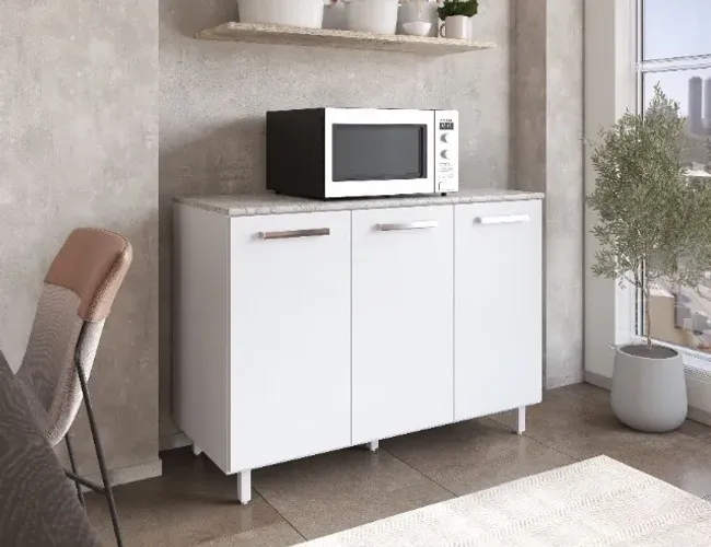 Balcão de Cozinha 3 Portas com Tampo 1,20m