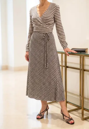 Vestido Envelope Midi com mangas Massimo Dutti