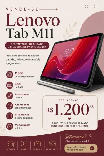 Lenovo Tab M11<br><br>informações vem pv
