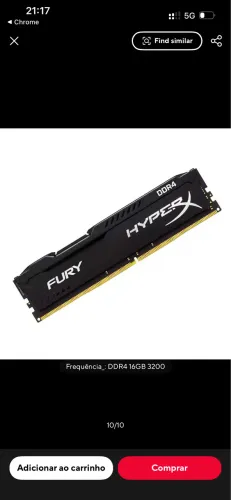 Memória ram 8gb ddr4 fury
