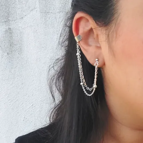  Ear Cuff Camadas Bolinhas