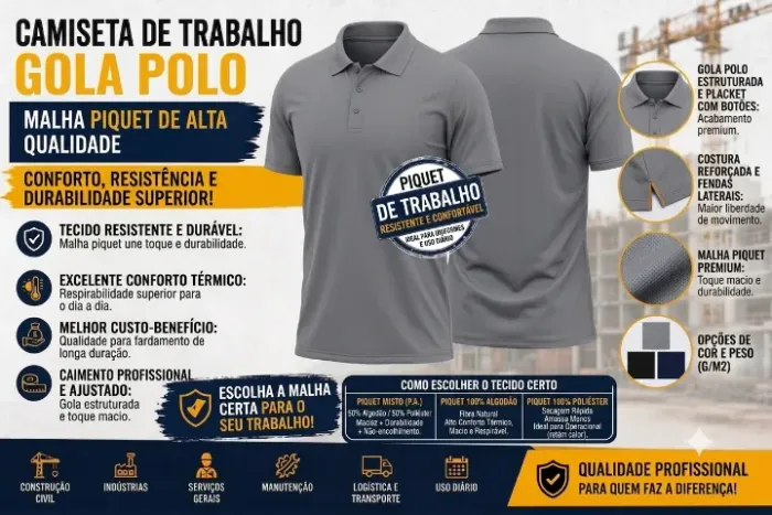 Camiseta em malha Gola polo