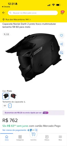 Capacete NORISK DARTH 2 NOVO N?58